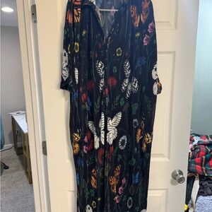 Dressed in LALA Black Maxi Dress with Colorful Floral and Butterfly Print